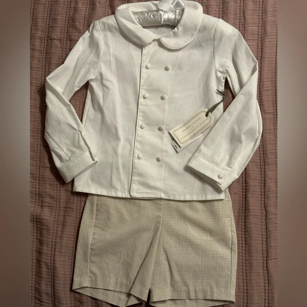 NWT Edgehill Collection Hockman  Peter Pan Collar Linen Top & Shorts Set